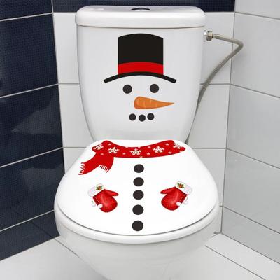 Uplifted Goods Christmas Snowman Toilet Lid Decal Waterproof Self Adhesive Bathroom Sticker a 11.8 X 11.8in