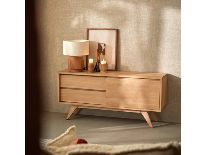 TV-Möbel aus massiver Eiche, 130 cm Esmée - Natur - Oak