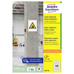 Avery-Zweckform L7873-20 Kraftkleber-Etiketten 45.7 x 21.2 mm Papier Weiß 960 St. Permanent haftend, Stark haftend Tintenstrahldrucker, Laserdrucker,