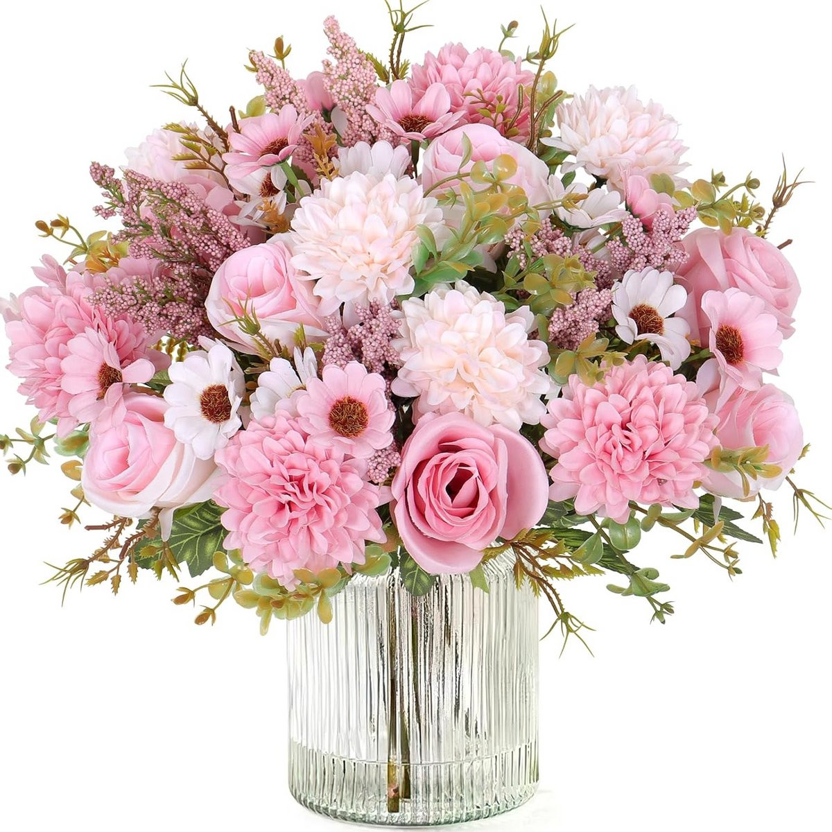 Zijden Kunstbloemen Boeket met Rozen en Madeliefjes voor Decoratie