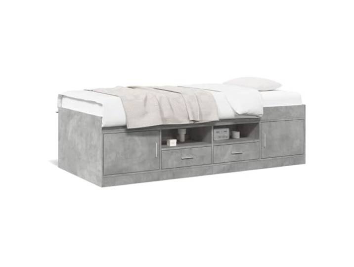 PUGYNBK Schlafsofa mit Schubladen ohne Matratze, Grau, 75 x 190 cm Robustes Konstruktionsholz, Lattenrost inklusive, vielseitig einsetzbar als Bett oder Sofa, integrierte Aufbewahrung