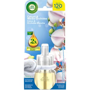 Airwick Raumduft Duftstecker, Duftölflakon, 19 ml, Nachfüller, ätherische Öle, Cotton & Weiße Orchidee