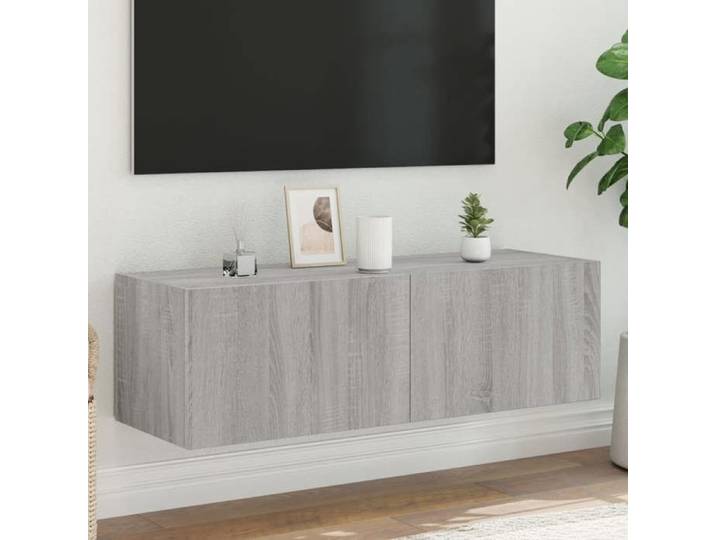 Meuble TV Mural avec Lumières LED Armoire de Télévision Suspendue avec Rangement Meuble Télé Flottant Moderne 837300