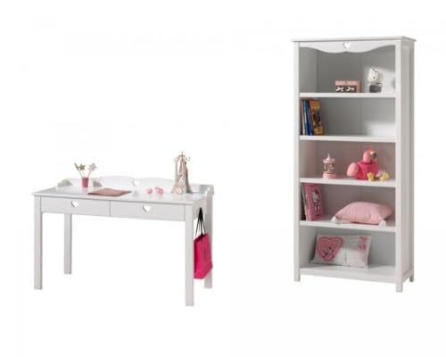 Vipack AMORI bureau en boekenkast in wit hout voor je home office