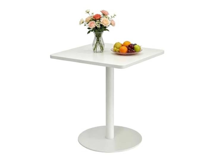 Yopappol Weißer Quadratischer Bartisch, Sockel-Bistrotische Mit Rundem Sockel, Moderne Hohe Café-Tische Für Café, Küche, Balkon, Esstisch Für Kleine Räume Im Innenbereich(48x48x72cm)