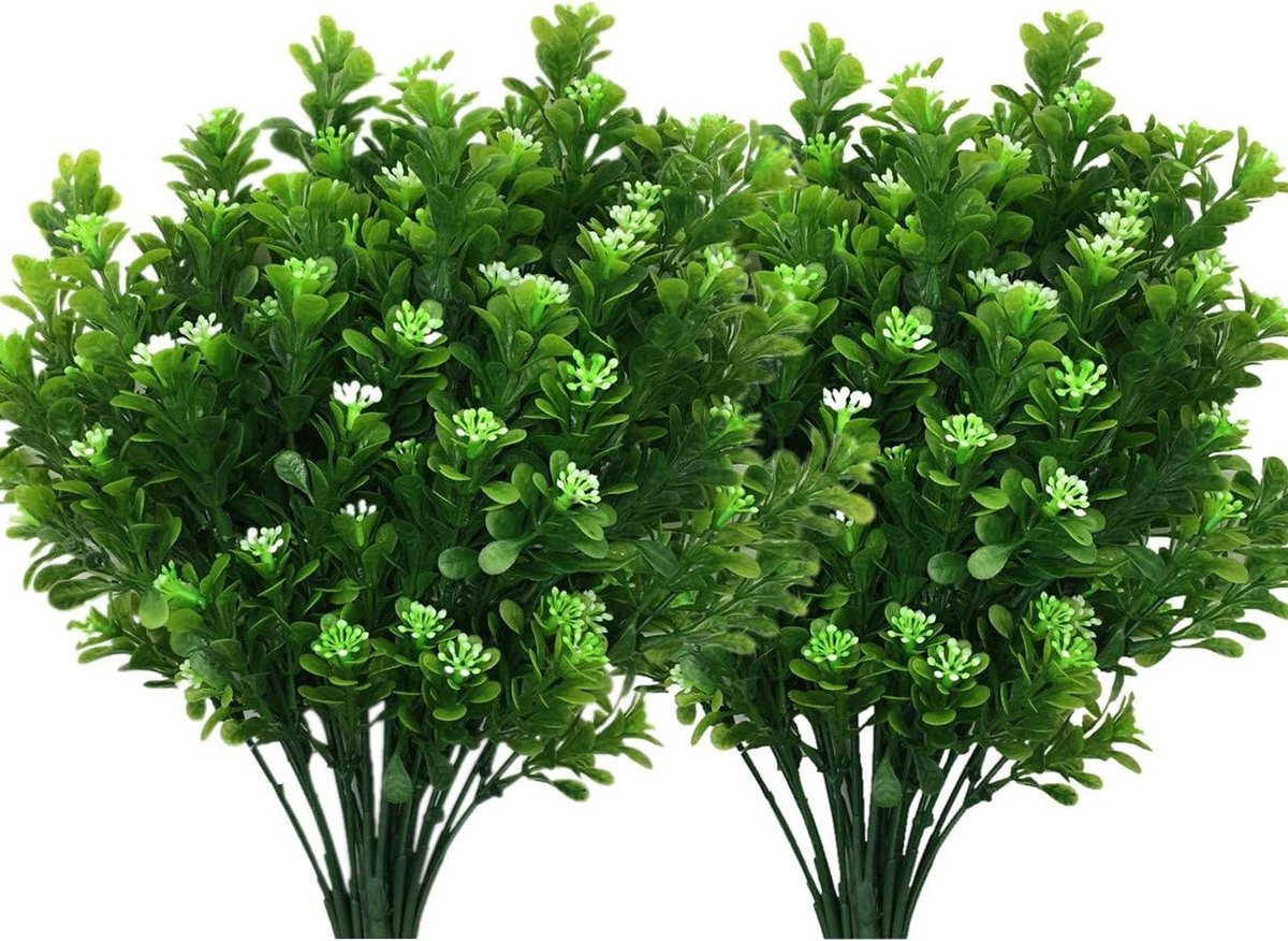 Groene kunstplant struik Bonengras UV-bestendig voor buiten decoratie, Hoogte: 36 cm