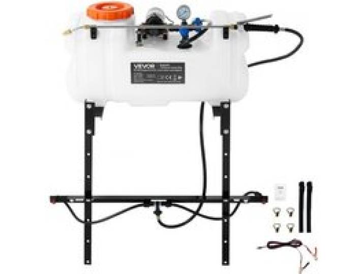 VEVOR ATV Sprüher für Quad 60 L Drucksprühgerät Sprühgerät mit 12V Pumpe, für ATVs, UTVs Traktoren 1,9 GPM Durchflussrate Einstellbarer Druck 0–72 PSI, mit Messingdüse Spritzbalken 6 m Schlauch Weiß