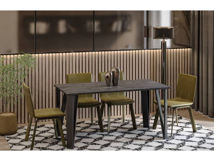 Endo-Moebel Esstisch Adeo schwarze Metallbeine Erweiterbar Küchentisch, 80x80cm erweiterbar 170cm Küchentisch Esszimmertisch Metall