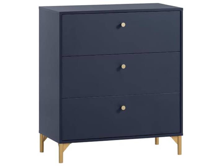 Lomadox Schubladenkommode Kommode mit 3 Schubladen, 80cm breit, blau