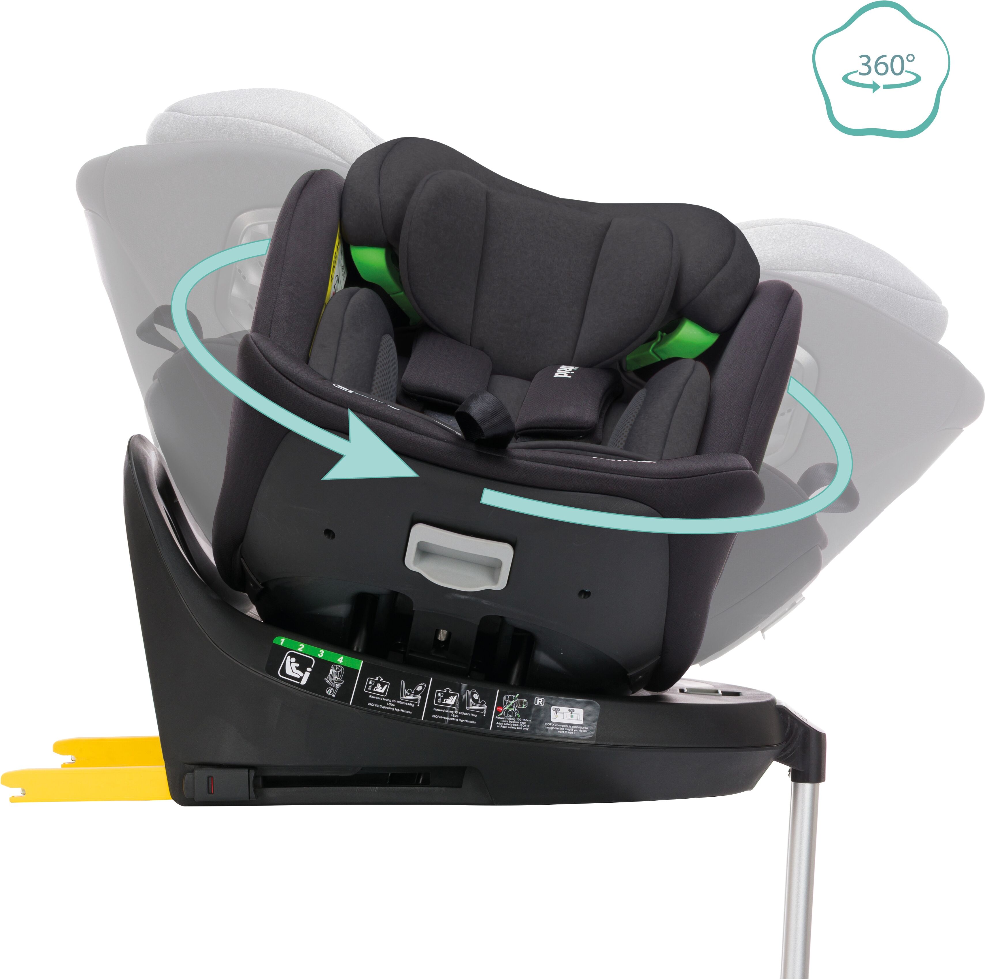 Autokindersitz FILLIKID "Aris", Baby, schwarz, Polyester, Kindersitze, 360 drehbar, inkl. Isofix