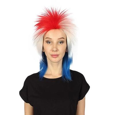 USA 2026 Fußballfan Perücke - Rot Weiß Blau Stacheliger Unterstützer Haarteil