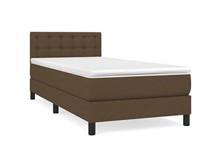 PUGYNBK Boxspringbett, Dunkelbraun, 100 x 200 cm Verstellbares Kopfteil, Taschenfederkernmatratze, mittlere Härte, atmungsaktiv