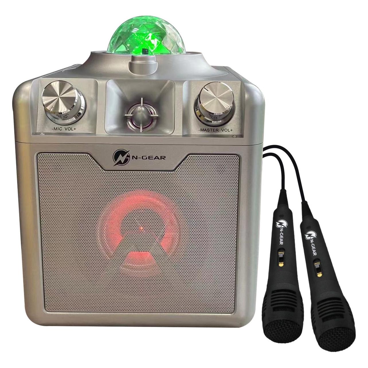 N-Gear Disco Star 710 Silver - Draadloze Bluetooth Party Speaker - Karaoke Set - Sterrenprojector - 2 Micro (DISCOSTAR710S)