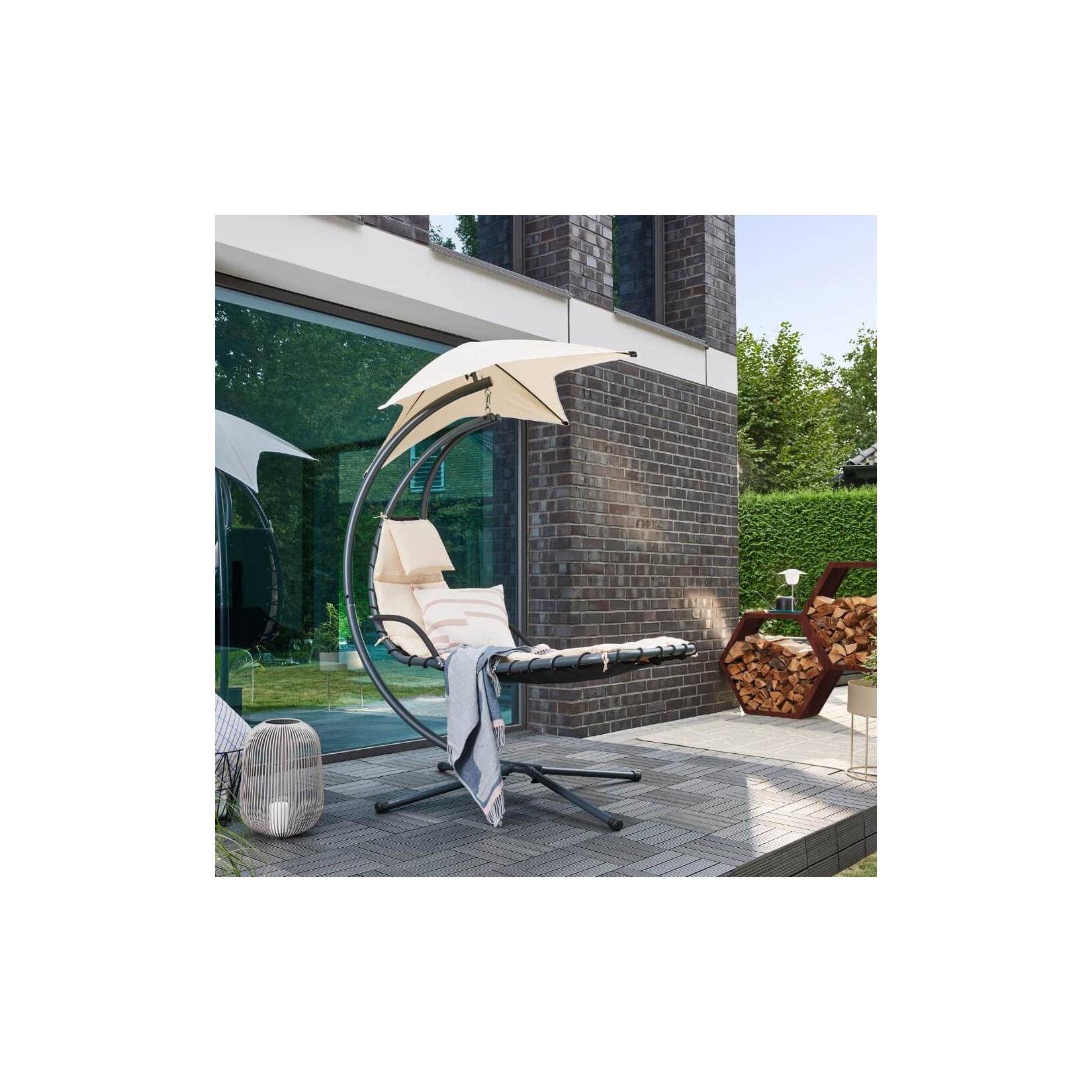 HOME DELUXE Schwebeliege mit Sonnendach SAN REMO - Anthrazit/Beige