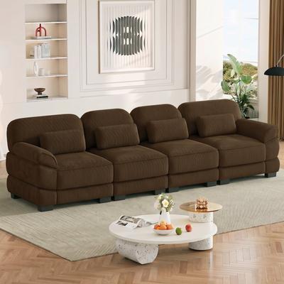 Loedds 4-Seat Corduroy Modular Sectional Sofa with Deep Seats