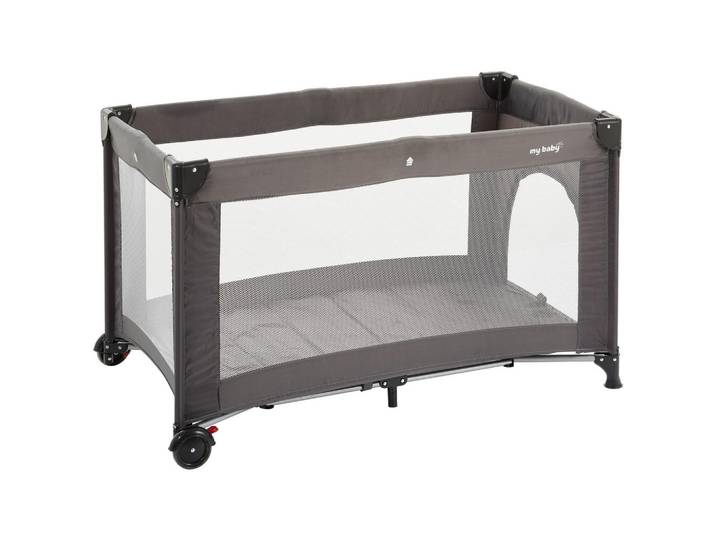 My Baby Lou Reisebett, Dunkelgrau, Metall, Kunststoff, Textil, 60x74x120 cm, SGS-geprüft, zusammenklappbar, Ausstieg, Baby- und Kindermöbel, Babyzimmer, Babybett, Reisebetten
