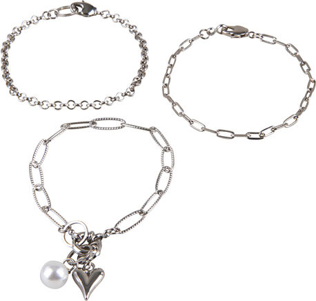 Bastelpackung 3 Armbänder oder 1 Kette, silber