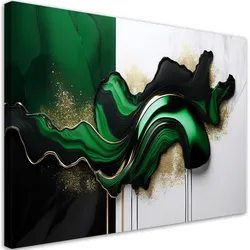 LEINWANDBILD Grüne moderne Abstraktion mit Gold 100x70cm