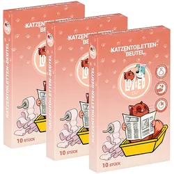 Lov&Ed Katzentoilettenbeutel, 3x 10 Stück Beutel für Katzentoiletten
