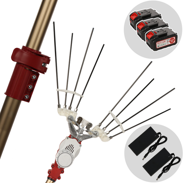 Sbaraglia S22-E - Abbacchiatore elettrico a batteria al litio 3x21V 5.2Ah - Asta telescopica 215/300 cm