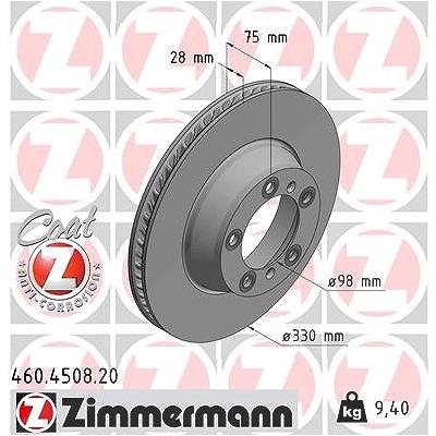 Zimmermann 1x Bremsscheibe Hinterachse Links [Hersteller-Nr. 460.4508.20] für Porsche