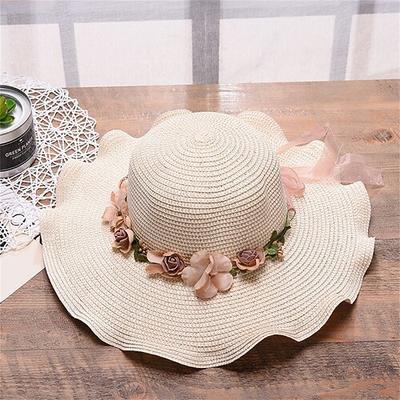 Damen Hut Sonnenhut Tragbar Sonnenschutz Outdoor Festtage Strand Blume Einfarbig