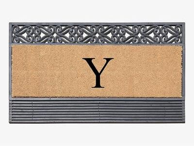 "A1 Home Collections First Impression Rubber and Coir Rosewood 24"" X 36"", Heavy Duty Outdoor Monogrammed Doormat"