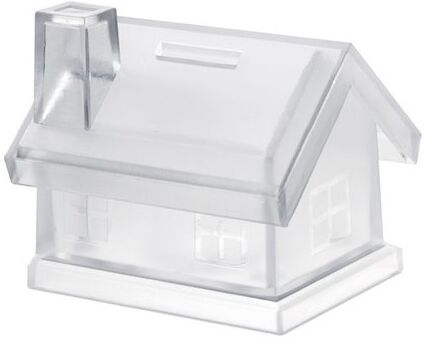 Tirelire publicitaire en forme de maison MYBANK polystyrène (PS) transparent