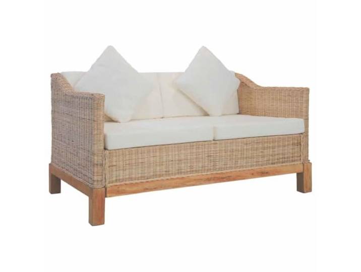 Todiikf 2-Sitzer Sofa Natürliches Rattan Couch mit Kissen Natur Kompakter Zweisitzer aus Naturrattan und Mangoholz für Wohnzimmer oder Wintergarten mit abnehmbaren Bezügen.