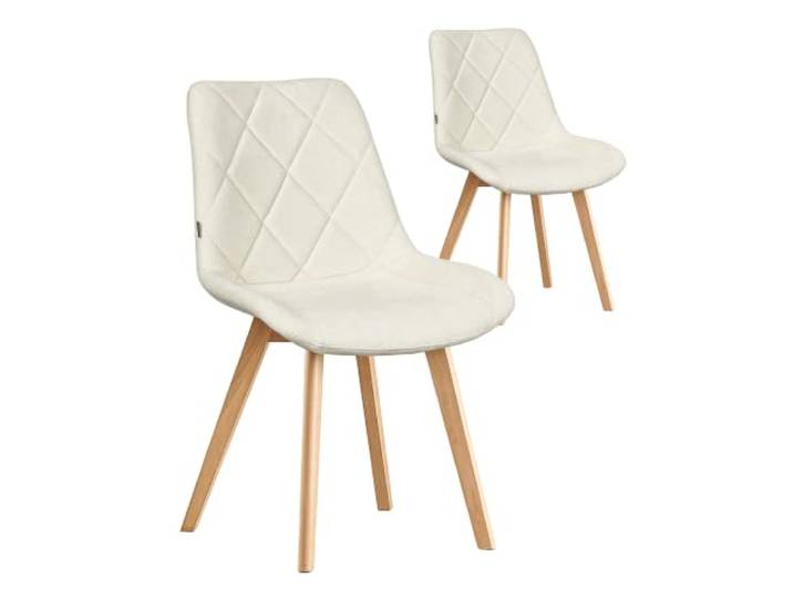B&D home Esszimmerstühle Tania 2er Set, Webstoff Creme Polsterstuhl mit ergonomischer Sitzschale, Massivholzbeine natur, skandinavisches Design