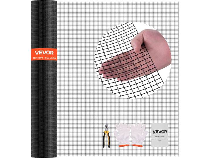Clôture de jardin VEVOR 152 cm x 15\,24 m\, largeur de maille 1\,27x1\,27 cm\, grillage galvanisé de 1\,06 mm\, grillage à poules revêtu de vinyle\, grillage soudé pour lapins et volailles