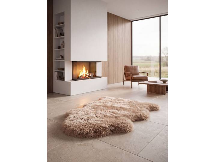 Vorleger aus echtem Lammfell in Tierform, Camel