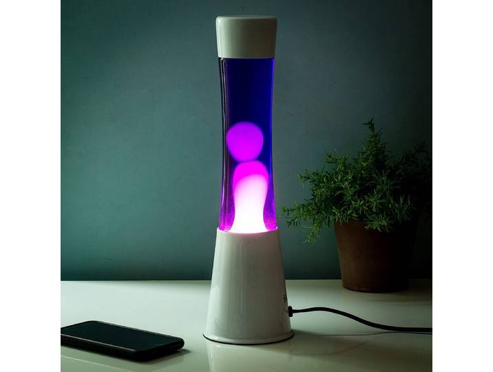 Lavalamp wit met paarse vloeistof en witte lava van Fisura