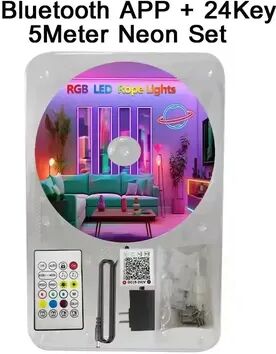 On Spot Shop 24V RGB Neon LED Lights Strip, Flexible Bluetooth App Controlled Tape For Wall, Childrens Room, More 5m 16.4ft us Plug