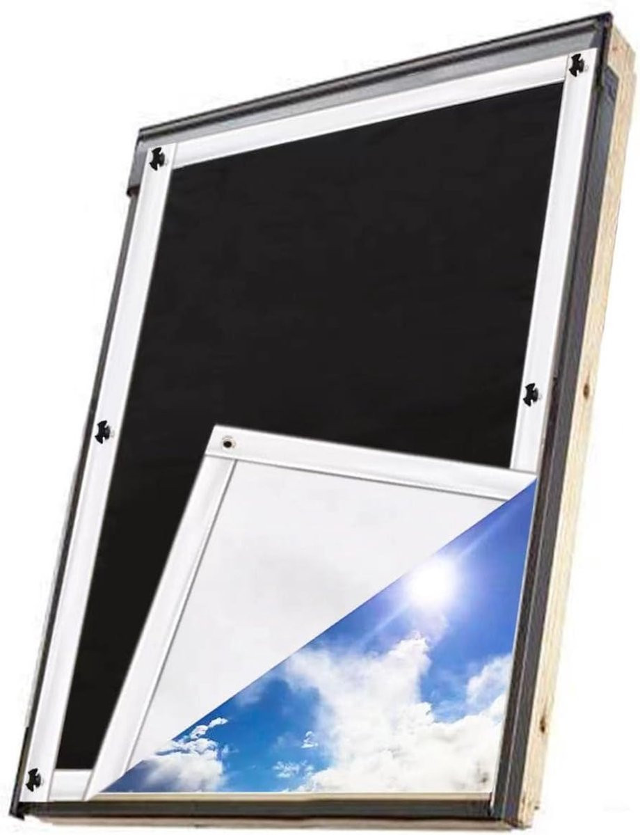 Dailygoods Verduisteringsrolgordijn met zuignappen voor dakramen, hittebescherming, 60 x 93 cm, geschikt voor Velux/Roto