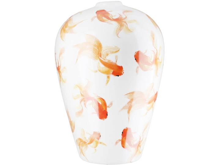 Tischvase GILDE Vase bauchig Neon weiss H. 30 cm , weiss (weiß), B:20cm H:30cm T:20cm Ø:20cm, Keramik, Vasen, Tischvase
