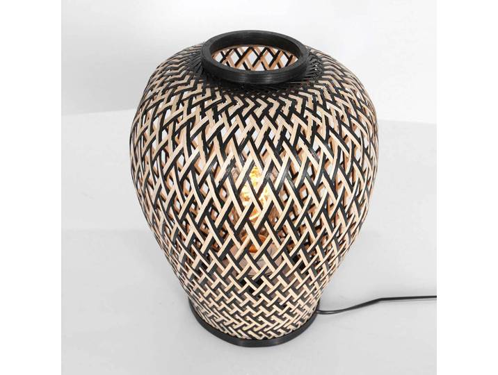Steinhauer Tischlampe Maze, schwarz, für Wohn- / Esszimmer, Bambus, Marokkanisch / Orientalisch