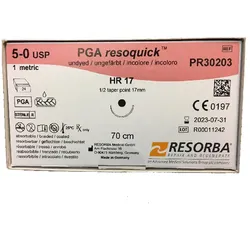 PGA-RESOQUICK HR 17 5/0=1, ungefärbt, Nahtmaterial Fadenlänge 70 cm (24 Stck.)