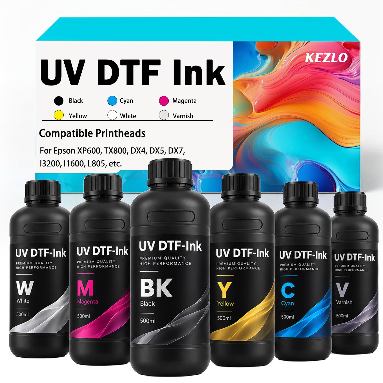 UV-DTF-Tinte 6x500 ml für XP600, I3200, DX5 u.a.