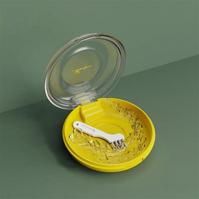 Snug & Styled Portable Denture Storage Box Orthodontic Retainer Case With Lanyard Compact Travel Organizer yellow