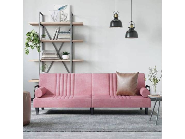Canapé-lit avec accoudoirs rose velours 351897