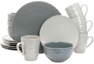 Elama Tahany Slate and Stone Pearl 16-piece Dinnerware Set