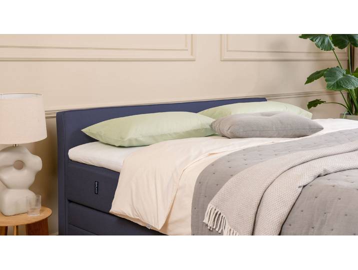 BRUNO Boxspringbett Premium mit Bettkasten 160x200cm in Blau Matratzen-Härtegrad: Links H2 / Rechts H3 extra viel Stauraum & individuell konfigurierbar
