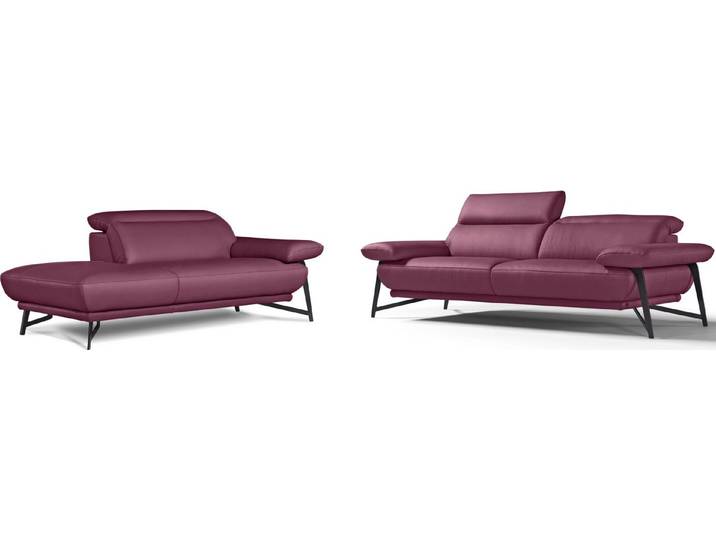 Egoitaliano Sofa Anais, Design mit hohem Sitzkomfort, Fußfarbe schattengrau, Set, Kopfteil verstellbar, Leder NUVOLE, violett