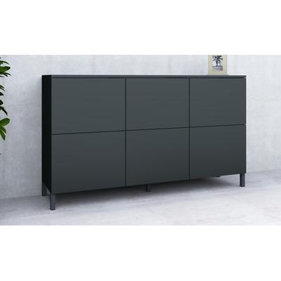 Kommode BORCHARDT MÖBEL "Haama, Sideboard mit Metallfüßen, Push-to-open-Technik, Breite 139 cm", schwarz (schwarz matt), B:139cm H:80cm T:35cm, Holzwerkstoff, Sideboards, Kommode, Breite 139 cm
