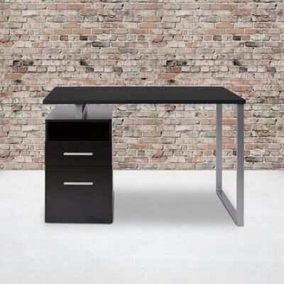 Flash Furniture Computer Desk with Two Drawers and Metal Frame