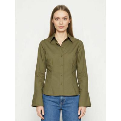 Hemdbluse ITS MAY "ITS MAY Shirt Andrea", Damen, Gr. M, grün, Obermaterial: 100% Baumwolle, Blusen Hemdbluse