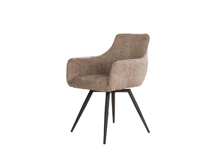 Vintagehaus Drehstuhl Retro Drehstuhl Esszimmerstuhl Bouclé Sand