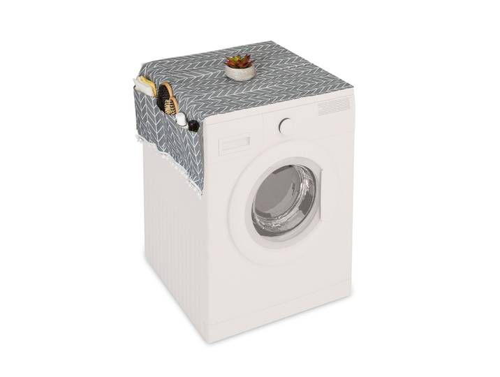 Waschmaschinenauflage mit Taschen Weiss-Creme-Grau