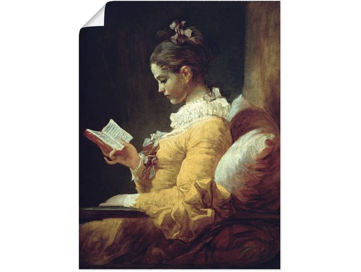 Artland Lesendes Mädchen. Um 1776 Frau 1 Stk. tlg. als Leinwandbild, Poster in verschied. Grössen